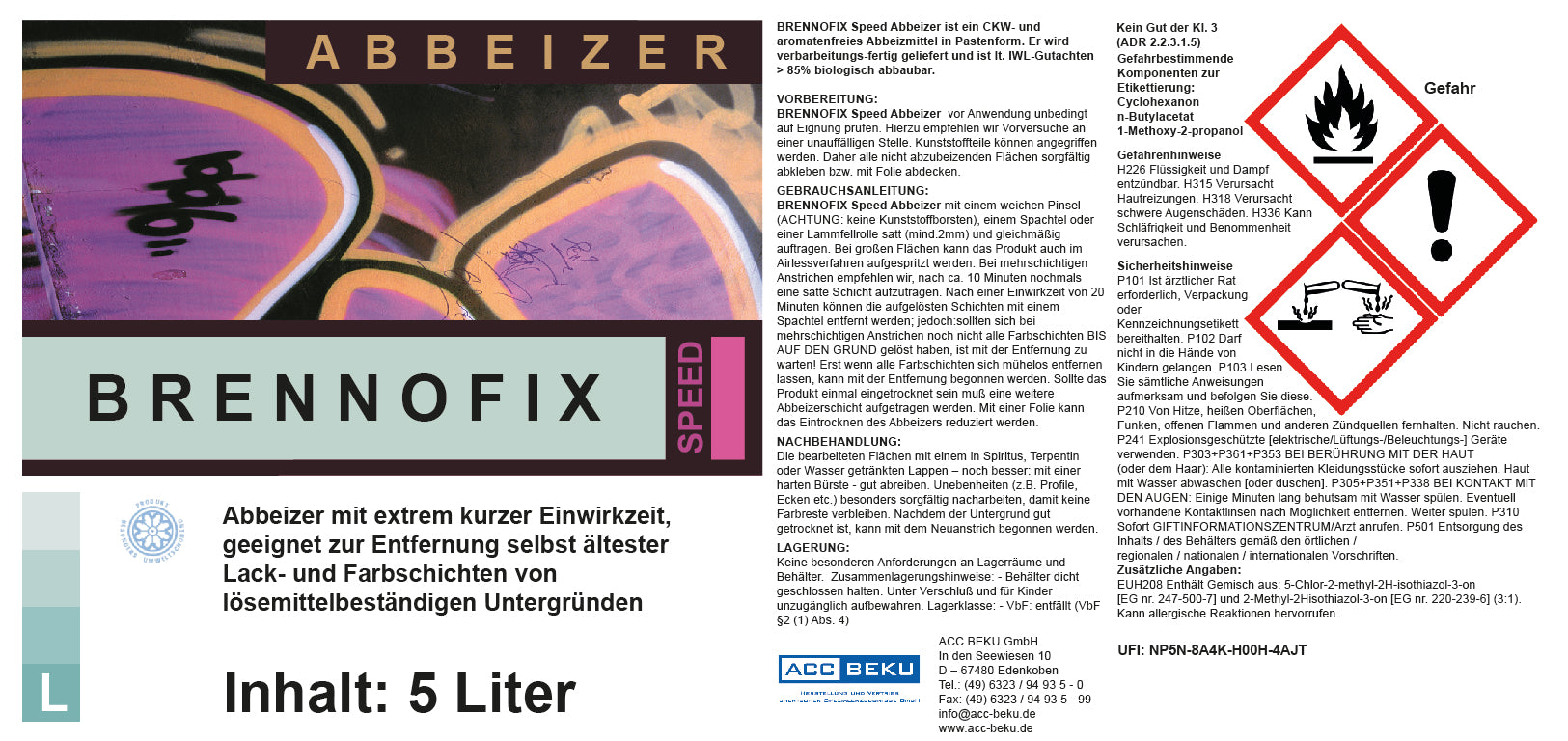 Brennofix Speed 700 ml Etikettentext Gebrauchsanweisung Abbeizer mit kurzer Einwirkzeit