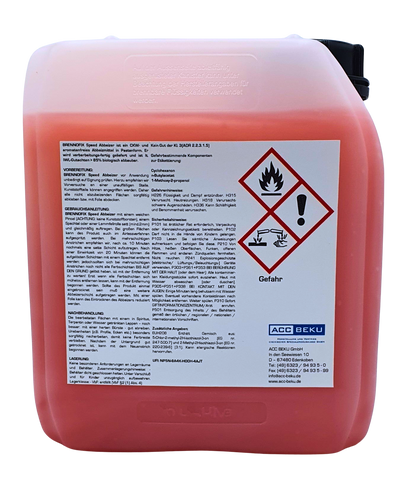 Rückseite mit Etikett von Brennofix Speed 5 Liter Kanister mit Abbeizer, leicht rötlich gefärbt