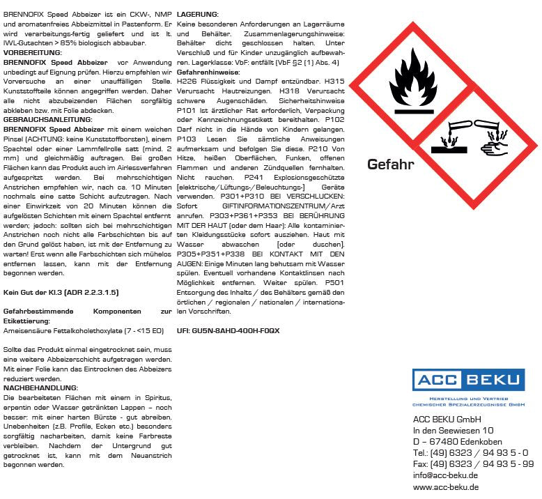 Brennofix Power 5 kg Etikettentext Gebrauchsanweisung Abbeizer mit kurzer Einwirkzeit