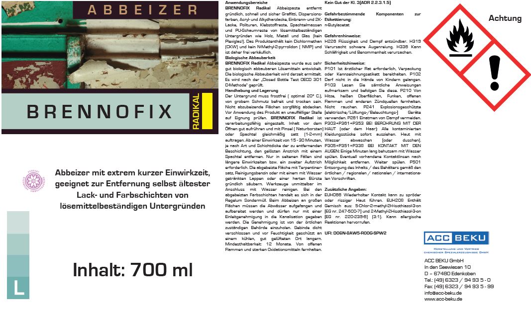 Etikett BRENNOFIX Radikal 700 ml